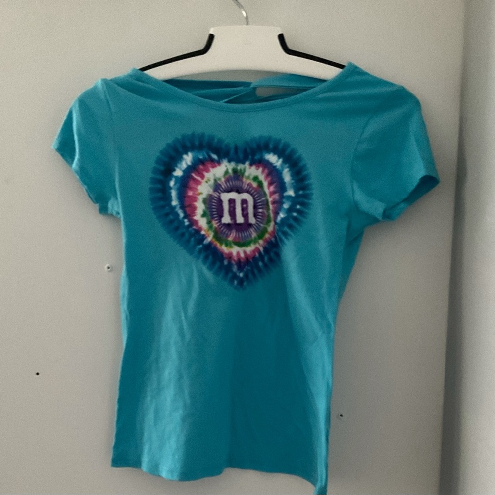 M&M blue shirt